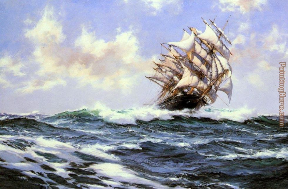 Sun-Flecked Foam--The Barnabas Webb of Thomaston painting - Montague Dawson Sun-Flecked Foam--The Barnabas Webb of Thomaston art painting